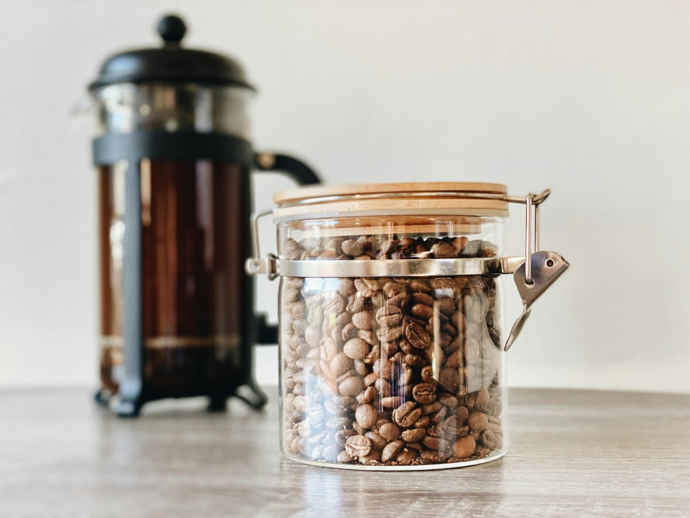 coffee beans in glass jar
