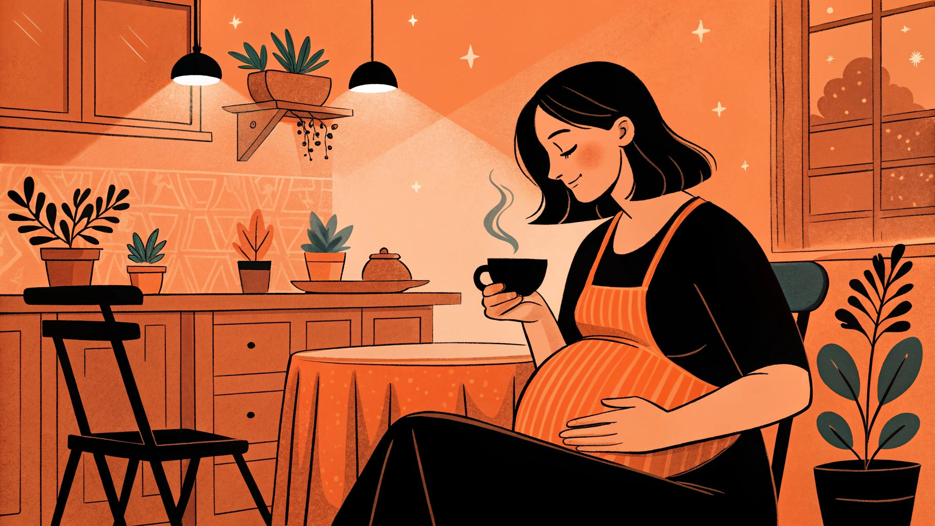 pregnant woman taking coffee