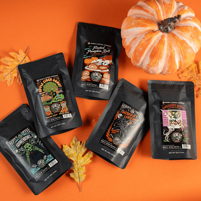 fall-flavored coffee sample pack display