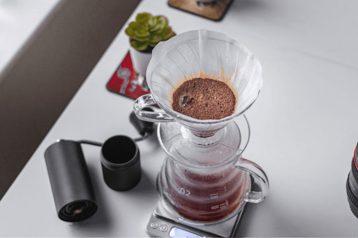 Pour-over coffee brewing setup
